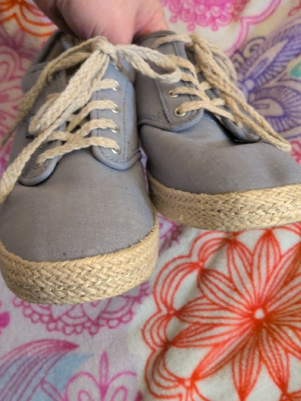 Vans Atwood Light Gray-Blue Canvas Low-Top Sneakers with Rope Trim Womens Size 9 - Picture 8 of 10